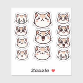 Folha de Adesivos de Expressões Faciais de Gato Fo