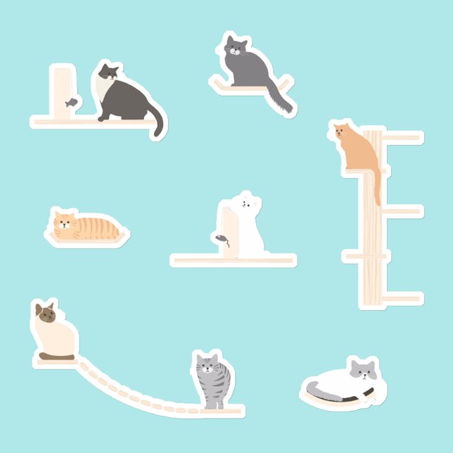 Folha de Adesivos de Gatos Fofos em Móveis de Pare (Criador carregado)