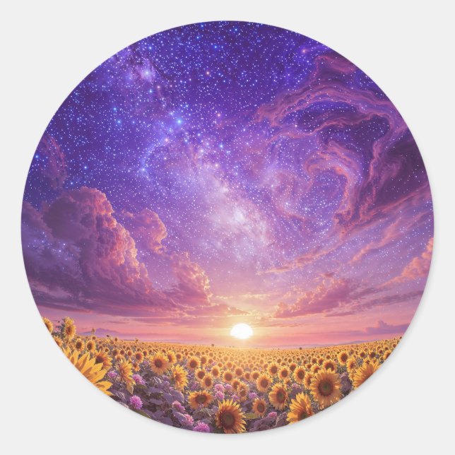 Folha de Adesivos de Girassol Celestial (Frente)