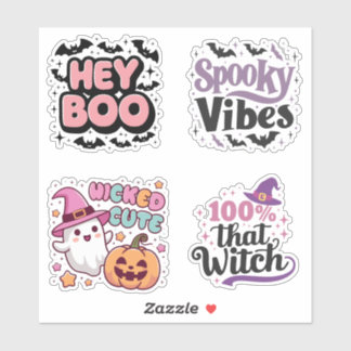 Folha de Adesivos de Halloween 4 Peças – Estética 