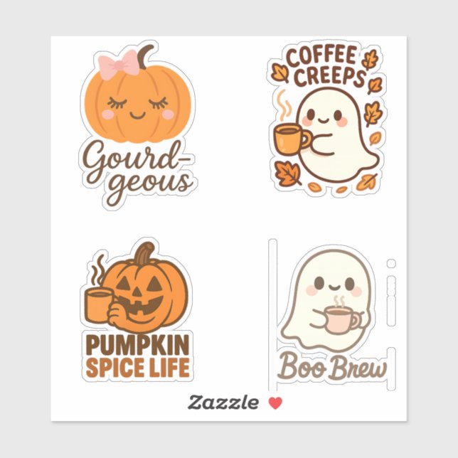 Folha de adesivos de Halloween com café para criat (Folha)