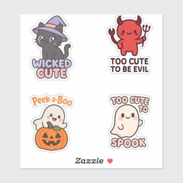 Folha de Adesivos de Halloween Malvadamente Fofa (Folha)