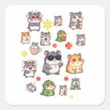 Folha de Adesivos de Hamster Kawaii Fofo | Animal 
