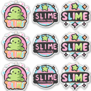 Folha de adesivos de logotipos de slime coloridos