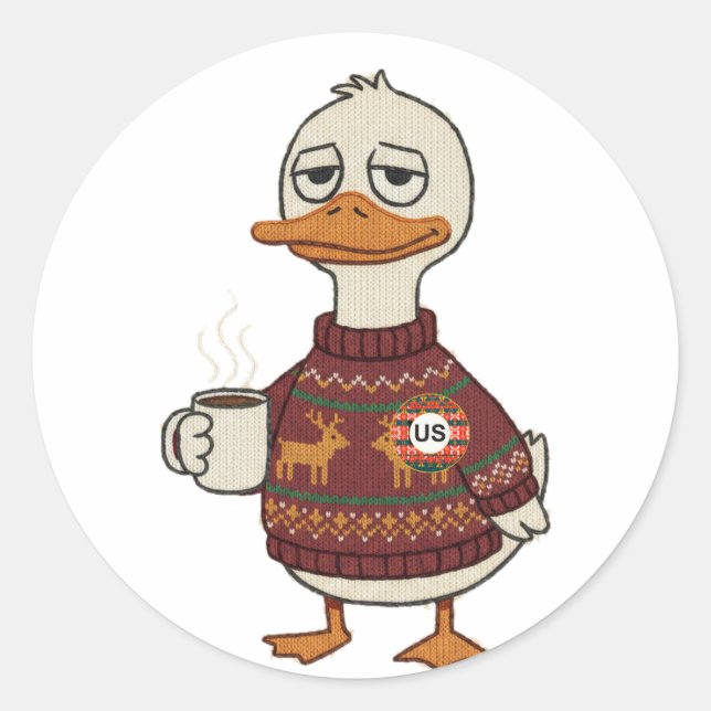 Folha de Adesivos de Natal de Pato de Suéter Feio (Frente)