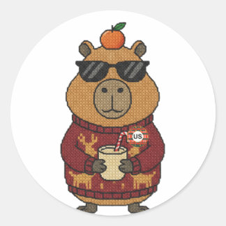 Folha de Adesivos de Natal do Capivara de Suéter F