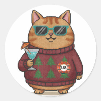 Folha de Adesivos de Natal do Gato da Suéter Feia