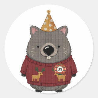 Folha de Adesivos de Natal do Wombat de Suéter Fei