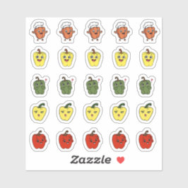 Folha de Adesivos de Pimenta Kawaii Fofa