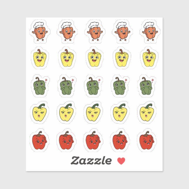 Folha de Adesivos de Pimenta Kawaii Fofa (Folha)