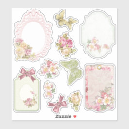 Folha de Adesivos de Scrapbook de Efêmera Floral V