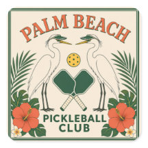Folha de Adesivos do Vintage Palm Beach Pickleball