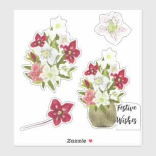 Folha de Adesivos Festivos de Anêmona Floral Pinta