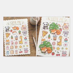 Folha de adesivos kawaii chibi cortados