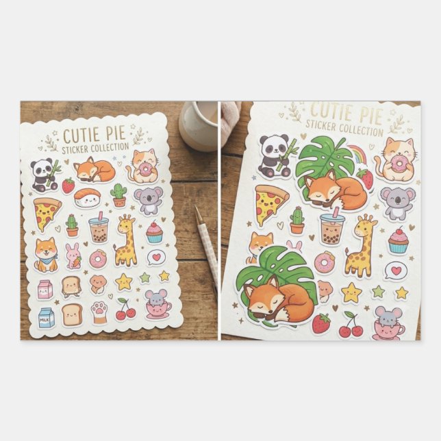 Folha de adesivos kawaii chibi cortados (Frente)