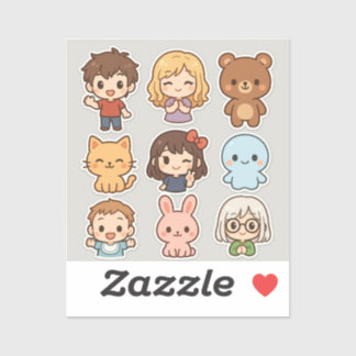 Folha de Adesivos Mini Kawaii Chibi – Crianças e A