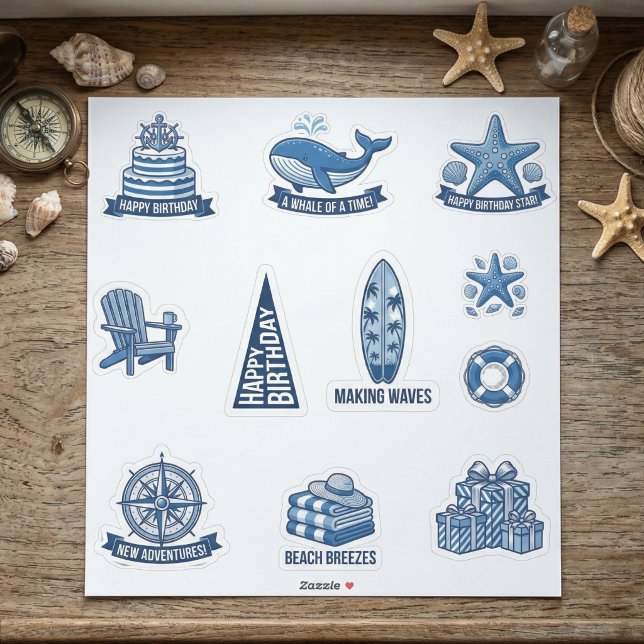 Folha de Adesivos Náuticos Sonhos à Vela (Celebrate with a nautical touch.)