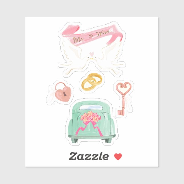 Folha de Adesivos para Scrapbooking de Recém-Casad (Folha)