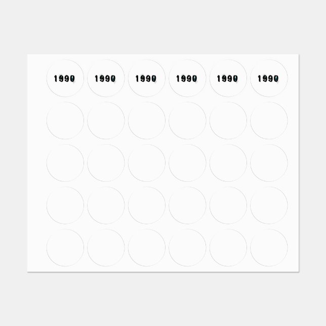 Folha de Adesivos Redondos Ano de Nascimento 1990  (Folha)