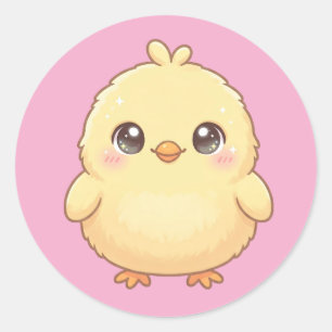 Folha de Adesivos Redondos de Franguinha Kawaii Fo