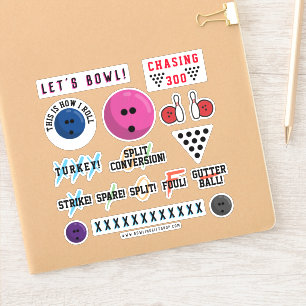 Folha de Adesivos Temáticos de Boliche