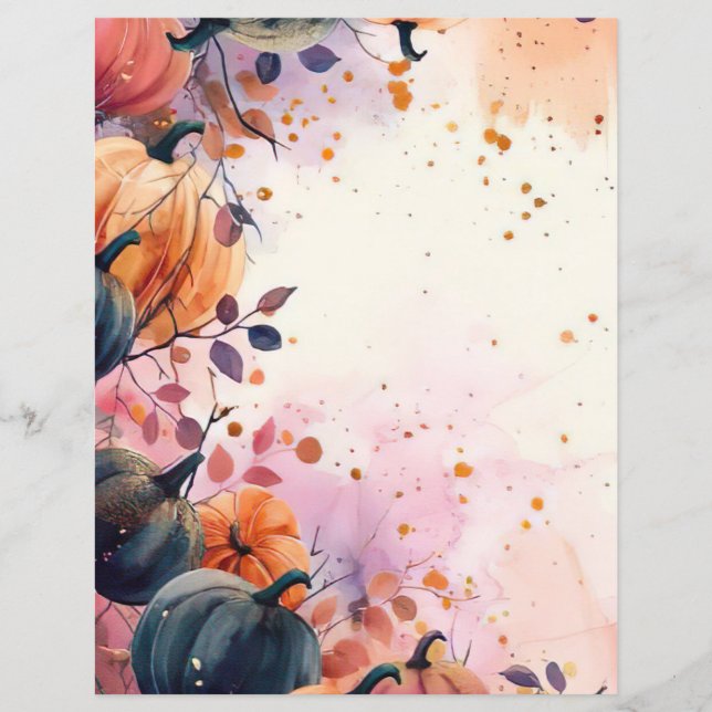 folha de água de abóbora de padrão de queda papel  (Frente)