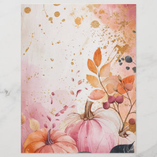 folha de água de abóbora de padrão de queda papel 