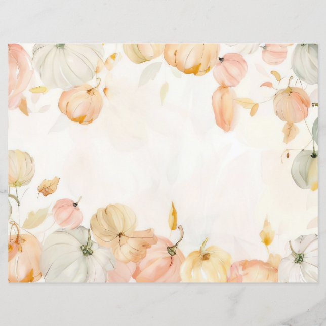 folha de água de abóbora de padrão de queda papel  (Frente)