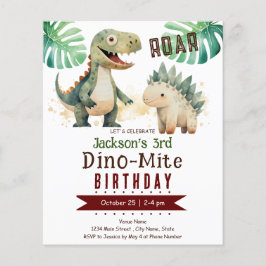 Folha de aniversário de 3 anos do Dinossaur Boy