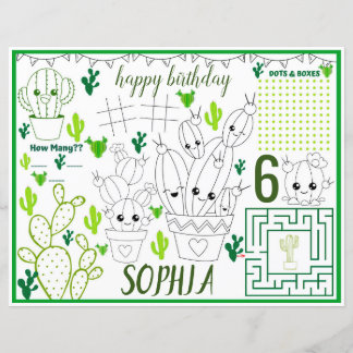 Folha de atividade Cactus, placematas de Cactus