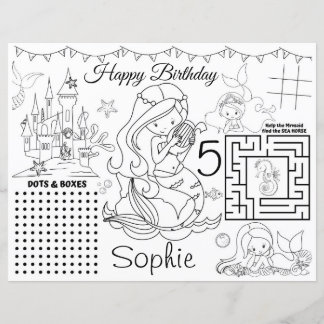 Folha de Atividade da Sereia, jogo de página Color