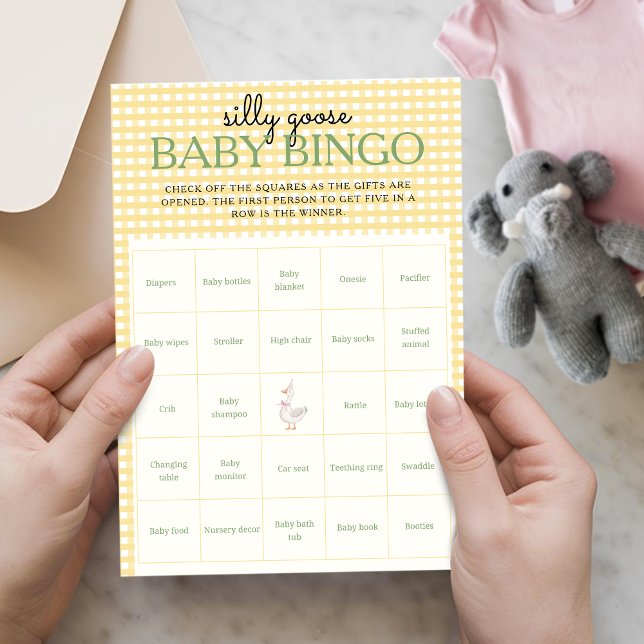 Folha de Atividade de Bingo Bebê Balão Rosa Silly  (Silly Goose Baby Bingo)