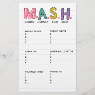 Folha de Atividades do Jogo MASH Personalizado par