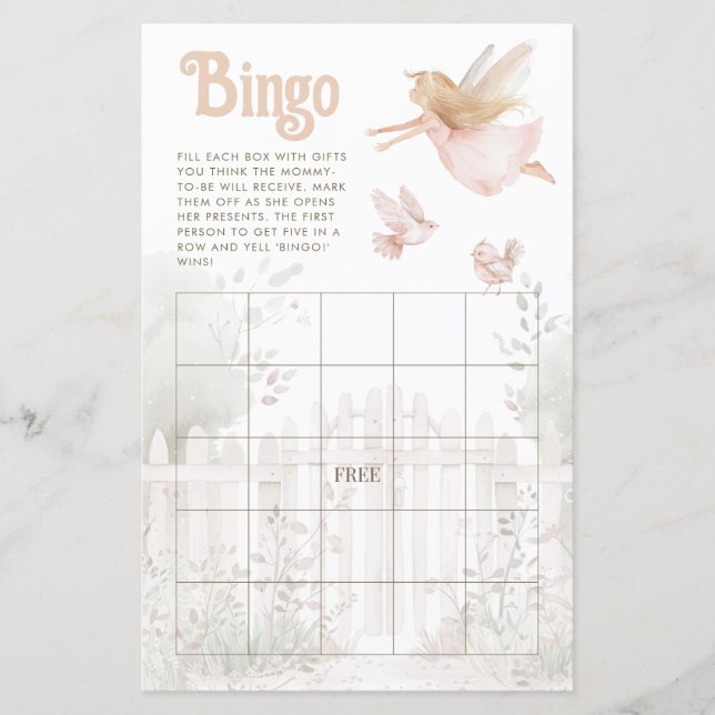 Folha de Bingo de Chá de fraldas Loura (Frente)