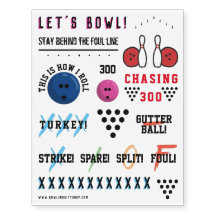 Folha de Boliches Temidas Tatuagens Temporárias