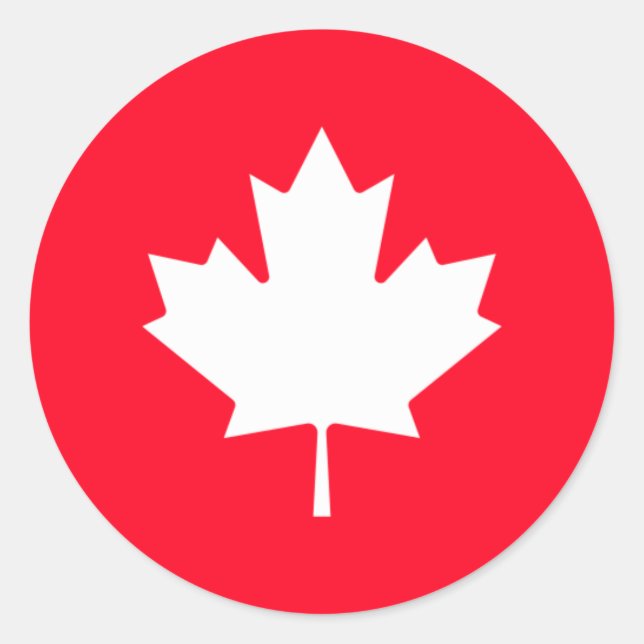 Folha de bordo canadense. CANADÁ. Adesivo Redondo  (Frente)