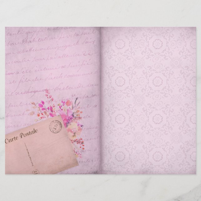Folha de chique e Flores Papel Scrapbook (Frente)