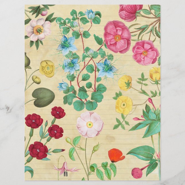 Folha de Colagem Floral Vintage (Frente)