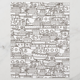 Folha de colorir papel de livro de embarcações o