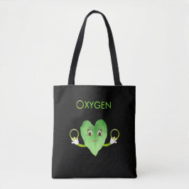 Folha de Coração Feliz Verde em Bolsa Preta Tote