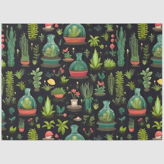 Folha de Decoupage Papel Tecido Vidro Terrário (Frente )