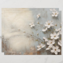 Folha de Diário de Lixo Azul Vintage Floral Dusty