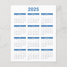 Folha de Documentos de Calendário Anual de 2025 Az