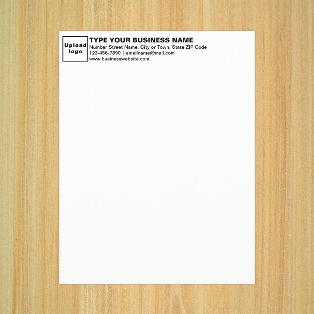 Folha de documentos informativos para empresas (Business letterhead on plain white paper sheet.)