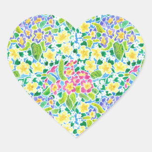 Folha de etiquetas Coração-dadas forma, prímula