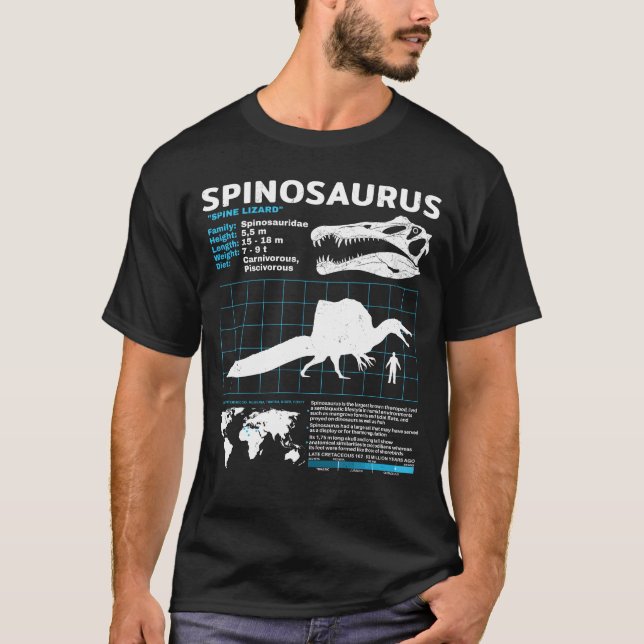 Folha de fatos fósseis do espinossauro T-Shirt (Frente)