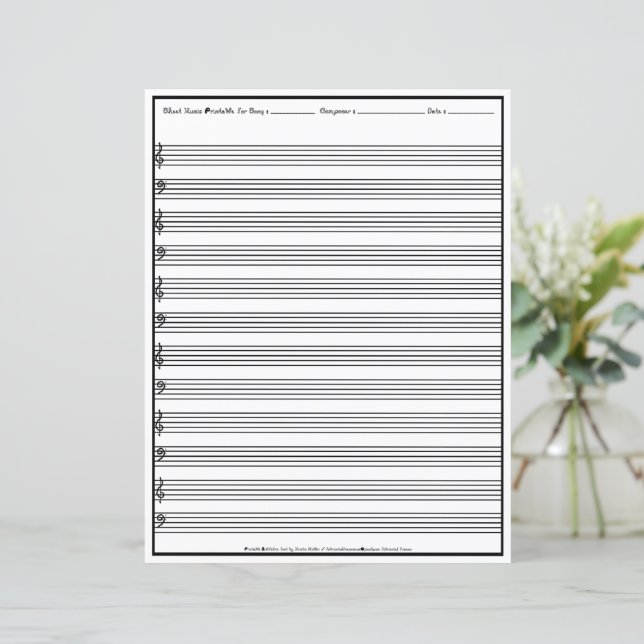 Folha de Funcionarios Manuscrito Linha de Música F (Em pé/Frente)