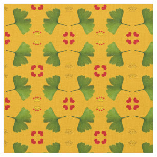 Folha de Ginkgo e corações, tecido de coroa de o