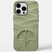 Folha de Ginkgo em Areia Verde Sálvia Zen