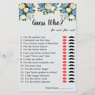 Folha de Jogo Personalizada "Quem é?" para Casais